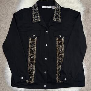 NEEDLE & THREADS Vintage Top Womens Size Large Western Rhinestone Cowgirl Rodeo